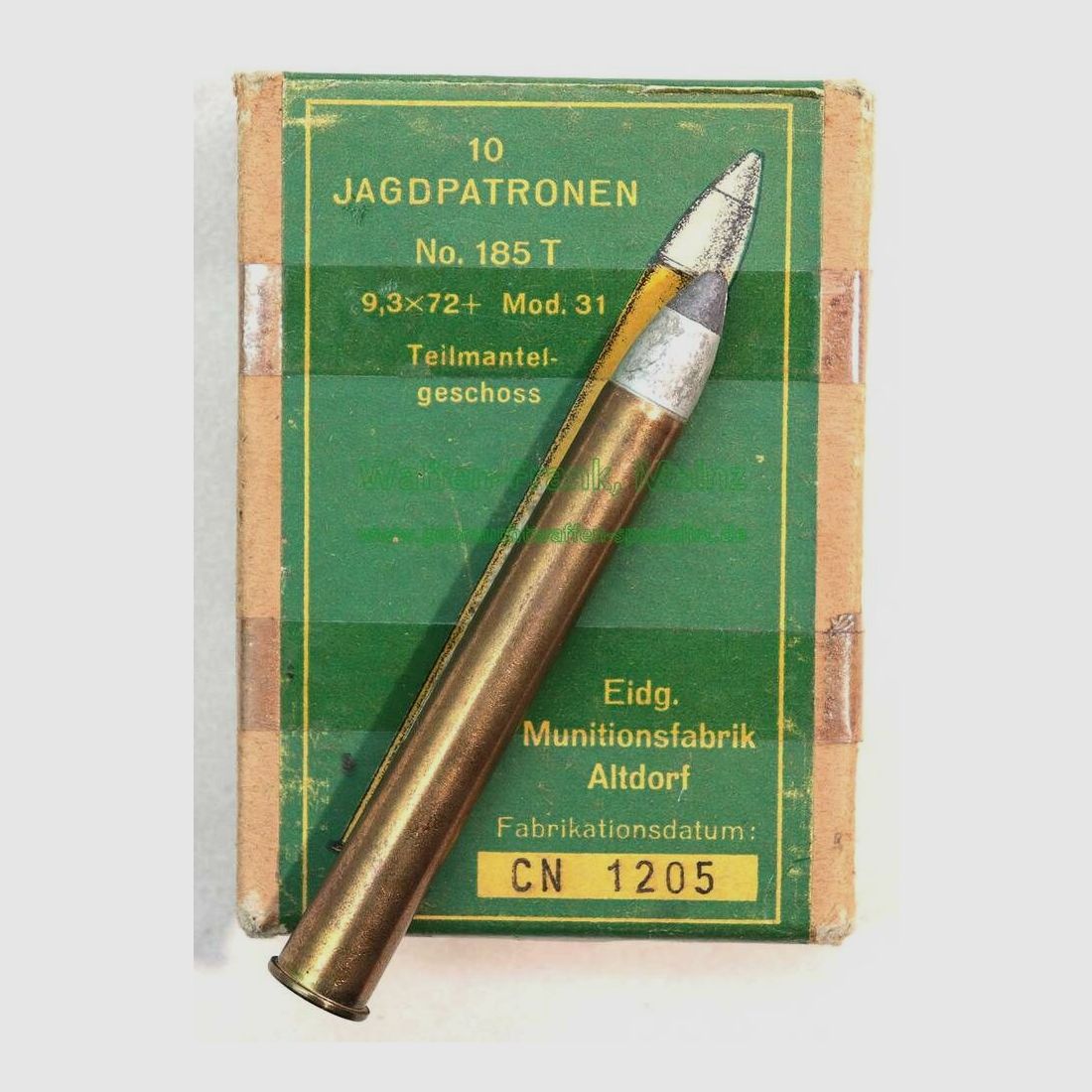 Suisse - Fabricant inconnu cartouches de fusil 9,3x72R