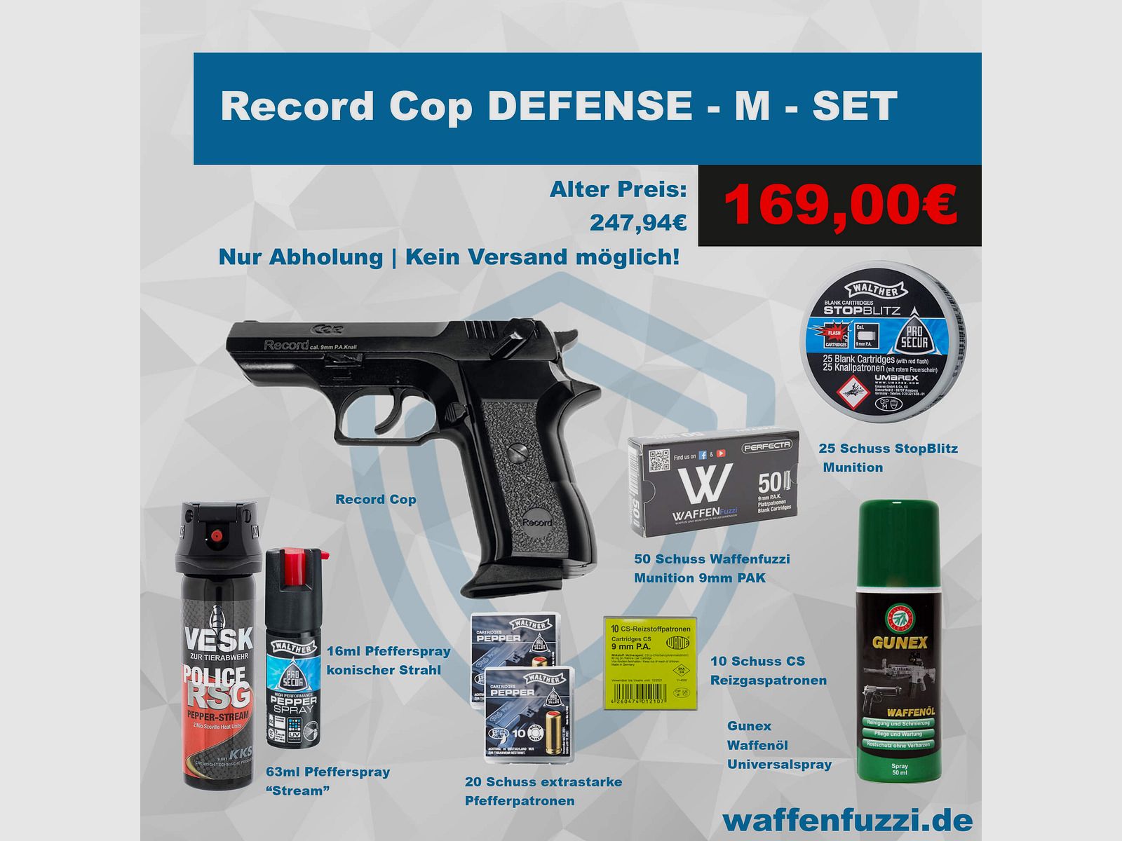Record Cop Defense Schreckschusspistolen Set "M" Kaliber 9mm PAK
