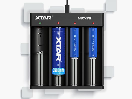 Xtar MC4S compact 4-slot oplader voor Li-Ion en Ni/MH accu's