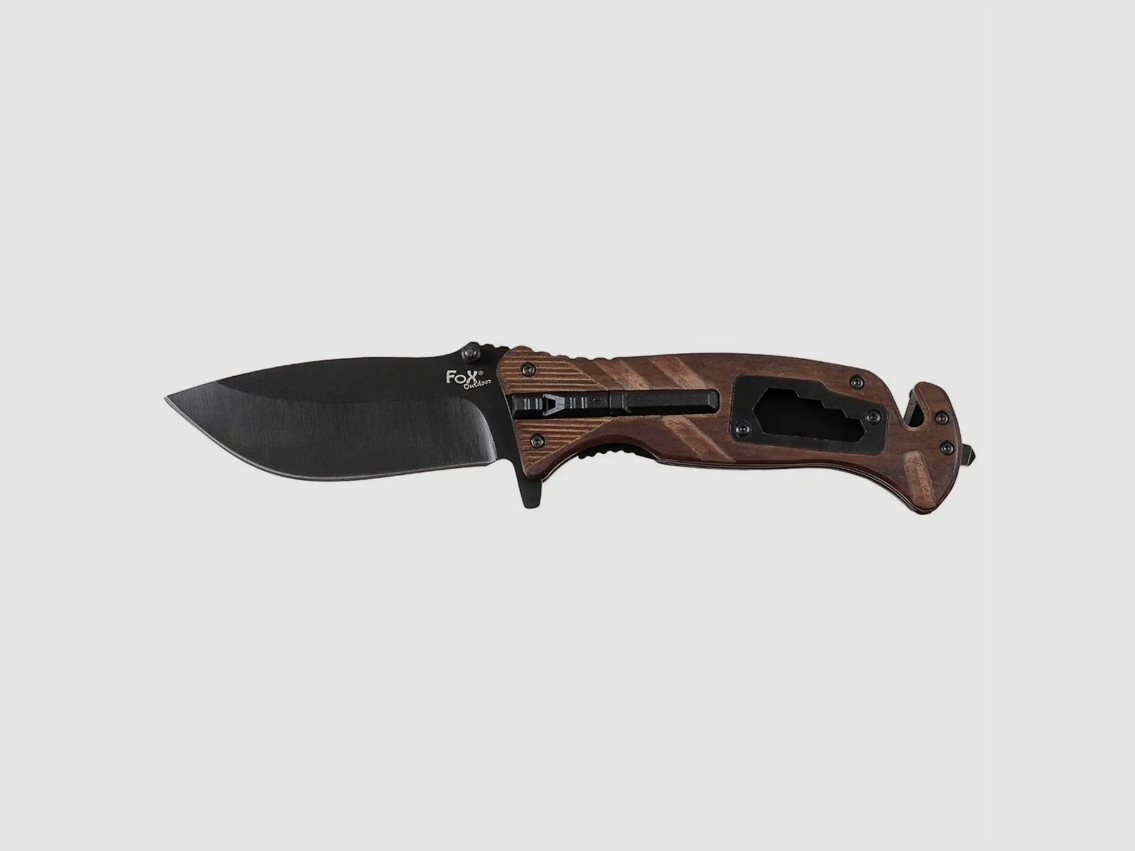 Fox Outdoor Fox Outdoor Cuchillo Plegable de Una Mano Mango de Madera con Encendedor