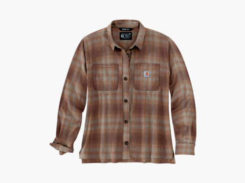Carhartt chemise en flanelle de poids moyen à manches longues, à carreaux Q39-stucco