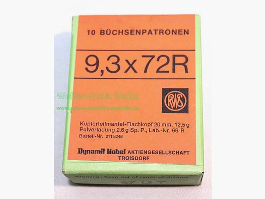 RWS (WZd.Fa.Rottweil) naboje myśliwskie 9,3x72R