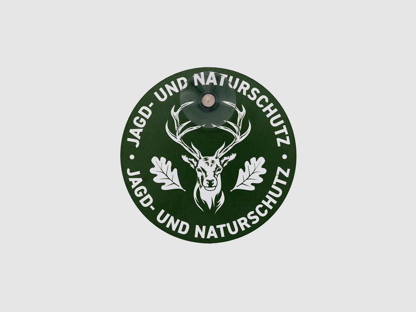 Autoschild rund mit Saugnapf "Jagd & Naturschutz" Hirsch rund