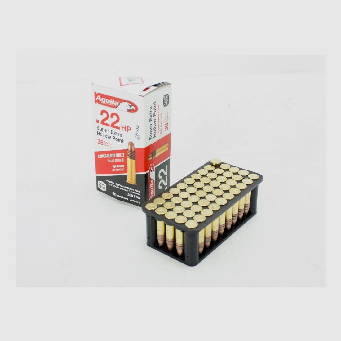 AGUILA Super Extra cartucho de bala cal. .22 LR – 2,46/38gr HV HP (1 paquete de 50 unidades)