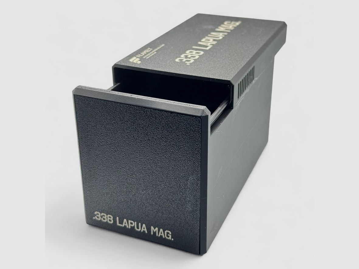 Filamelt ammunition box / .338 Lapua Magnum / 'sliding lid' / cartridge box, ammo box