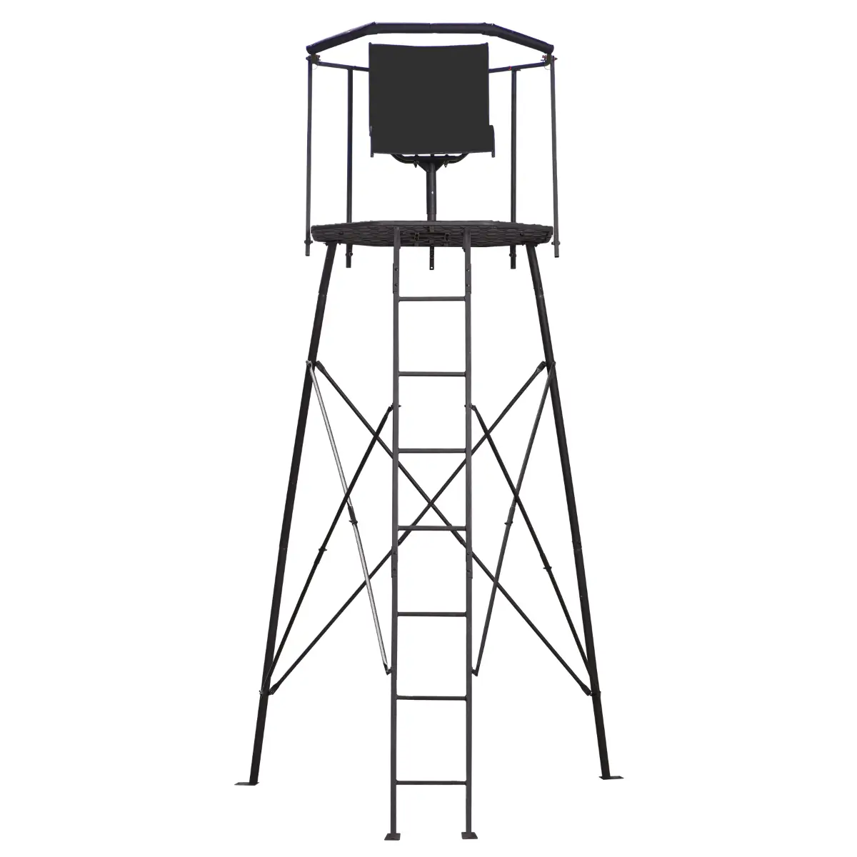 Free-standing high seat with railing