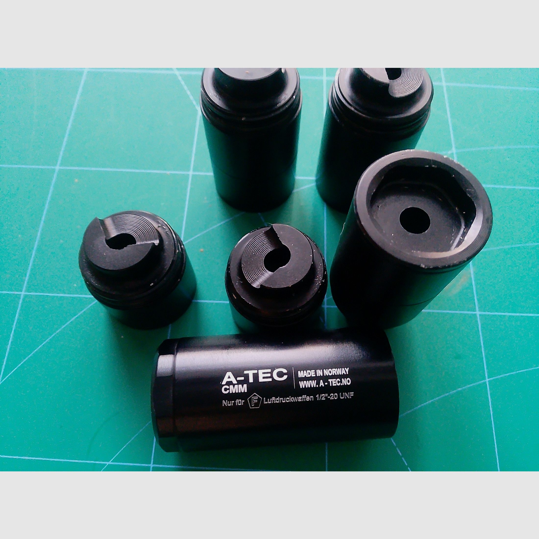 1 x Schalldämpfer 1/2" 20 UNF Gewinde 9 Kammern 4,5 mm A-Tec Norwegen