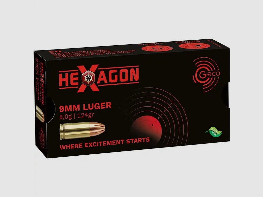 Geco 9 mm Luger Hexagon 124 gr. - 50 Stk.