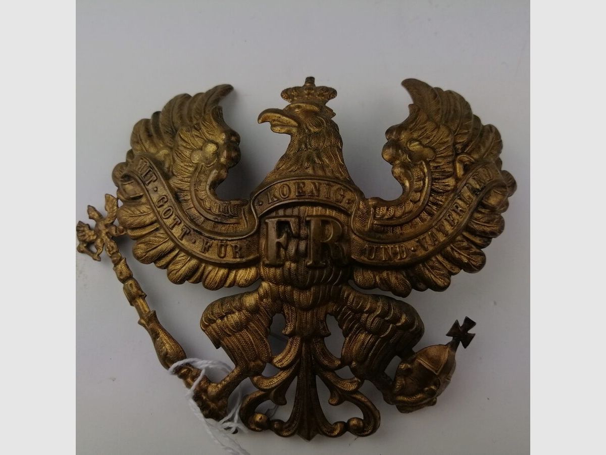 Bardzo piękna pruska plakieta hełmu z kolcem model 1895 – oddział – Doskonały stan – 100% oryginalny, zdjęcie 1 z 6