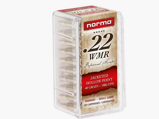NORMA MUNITIONS DE CHASSE - .22WMR - 40 GRS - JHP. - 50 MUNITIONS
