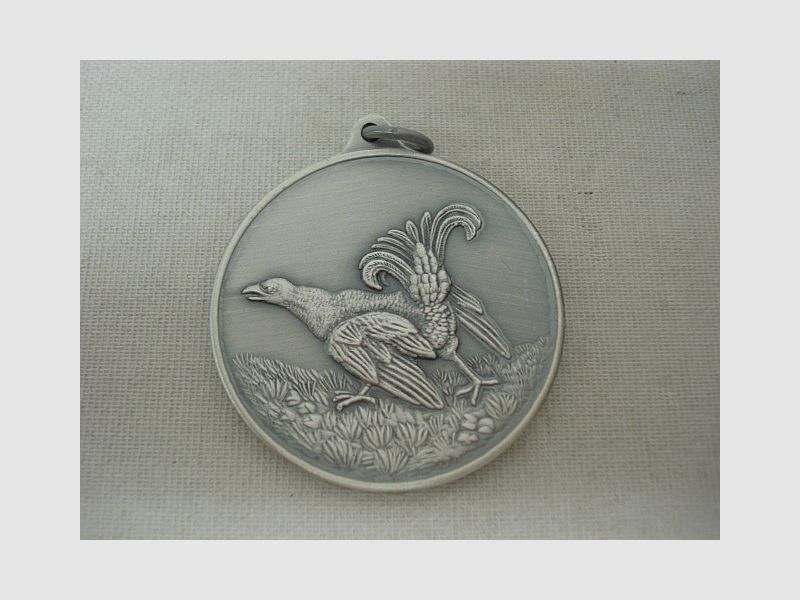 Jagdmedaillie Birkhahn - 40mm,altsilber, Öse und Ring