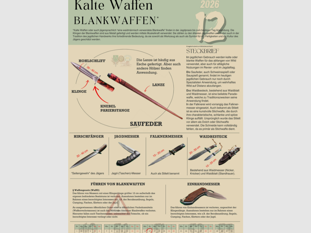 Annual Calendar 2026 Collector's Edition "Long and Short Firearms