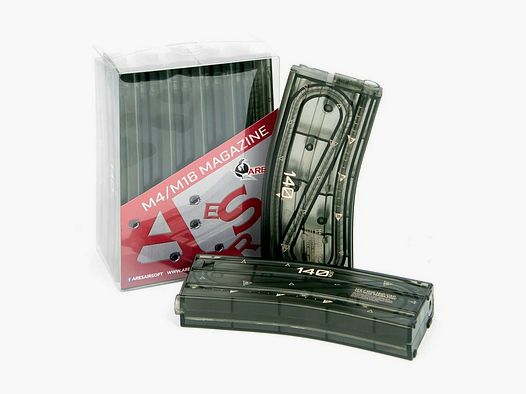 Ares 140 Schots Transparante AEG Magazijnen Box M4/M16 (5 stuks)