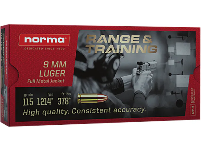 PATRONY NORMA 9MM LUGER 7,5G/115GR DO STRZELANIA I TRENINGU