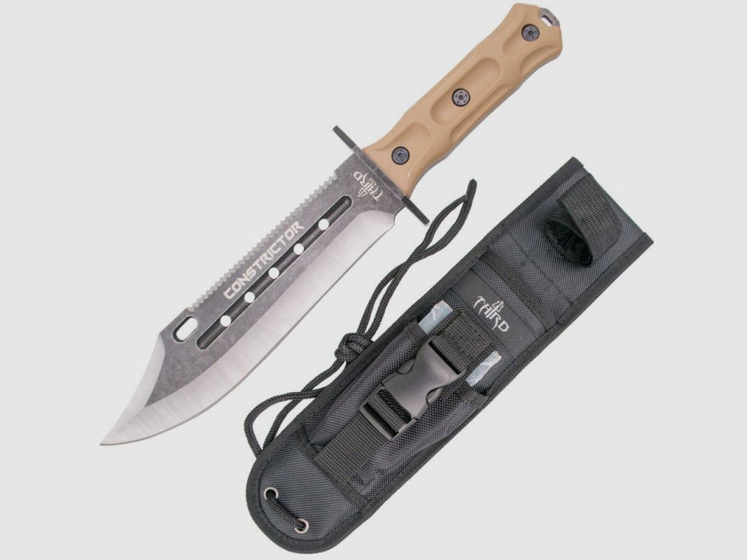 Survivalmesser mit Stonewashed Stahlklinge