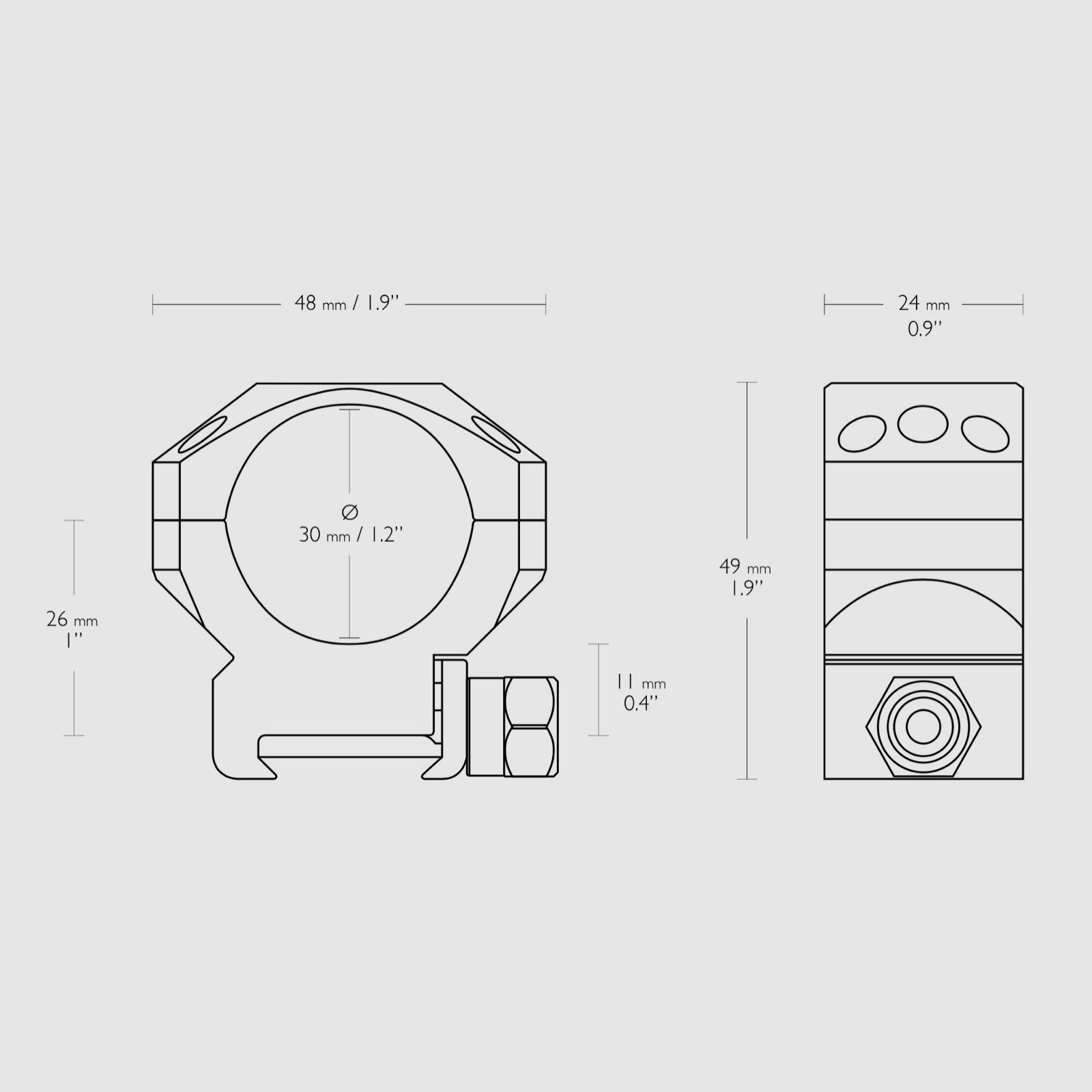 Hawke 24116 Tactical Ring Mounts 30mm Weaver Medium