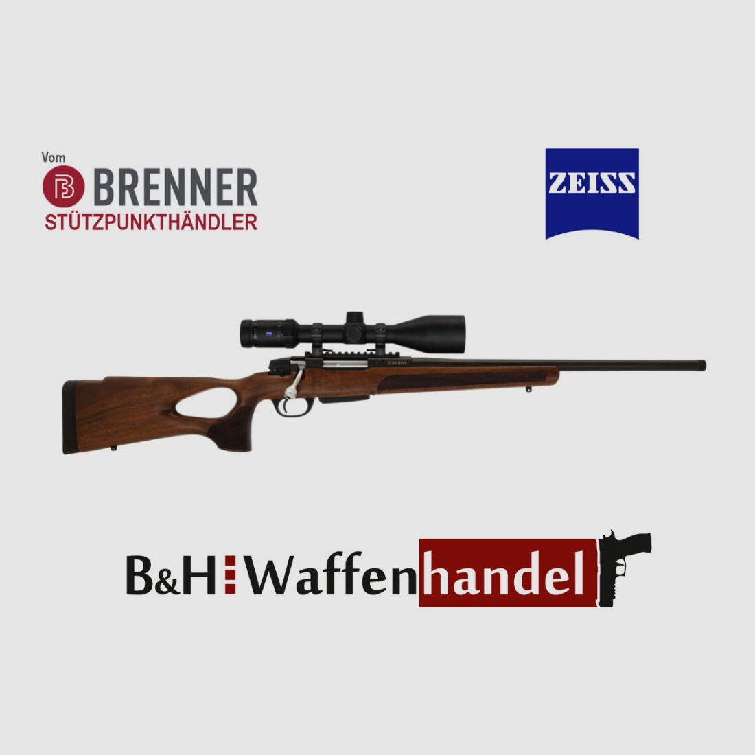 Brenner Komplettpaket: Brenner BR 20 Lochschaft mit Zeiss V6 2.5-15x56 BR20