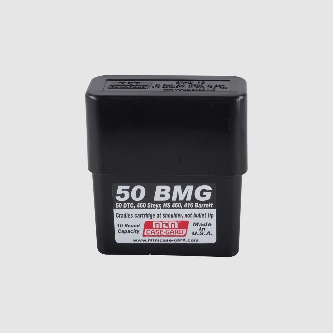 MTM Patronenbox BMG10-40 zwart met deksel voor 10 patronen .50 BMG/.416 Barrett