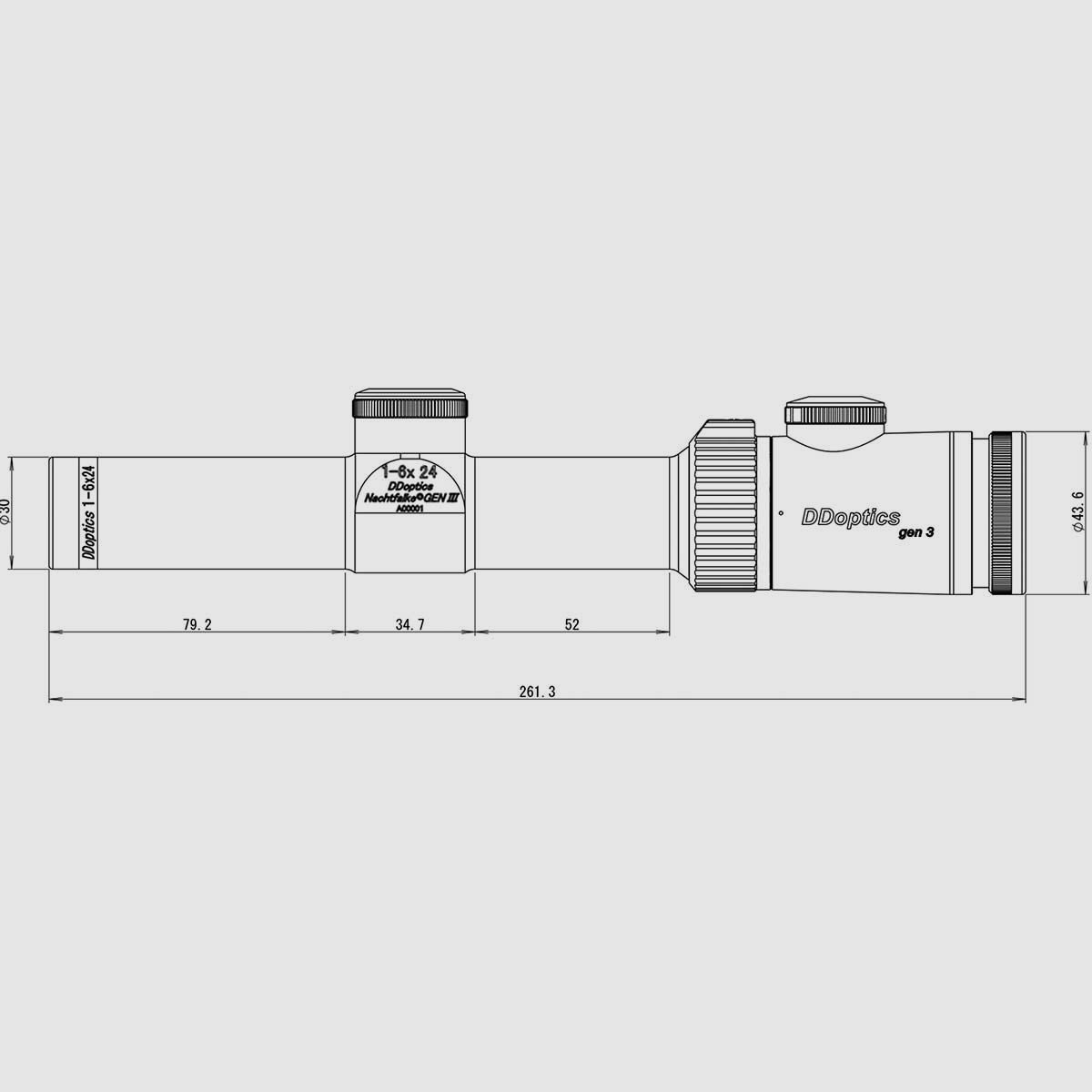 DDoptics Zieloptiek Nachtvalk Gen.3 1-6x24 fineCross kruis MRAD IFiber Automatisch