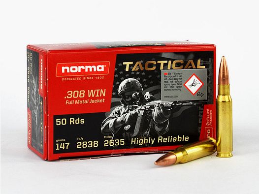 NORMA .308 Winchester TACTICAL, FMJ 147 grs 1 Packung (50 Schuss á 0,998 €*)