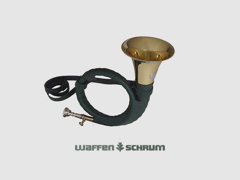 Kühnl&Hoyer Fürst-Pless-Horn B Mod. 1304 Recubrimiento de cuero sintético, Pintado en latón dorado, Bisel de níquel plateado, Correa de cuero, Sintonizador de níquel plateado y boquilla