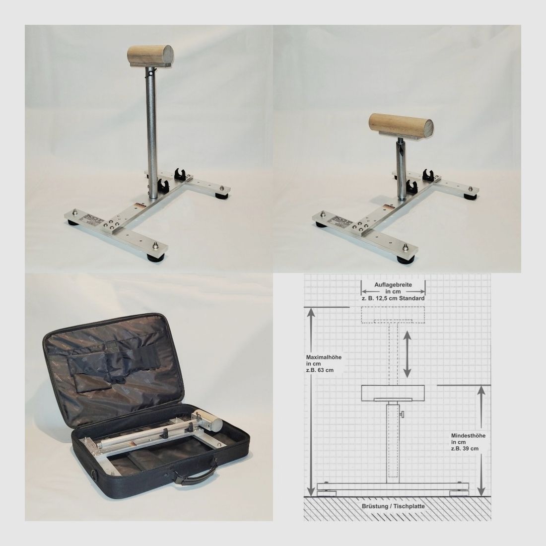 KGF-Auflagestativ - Auflageständer Alu HT-1000-Basic mit Buchenholz-Auflage, klappbar