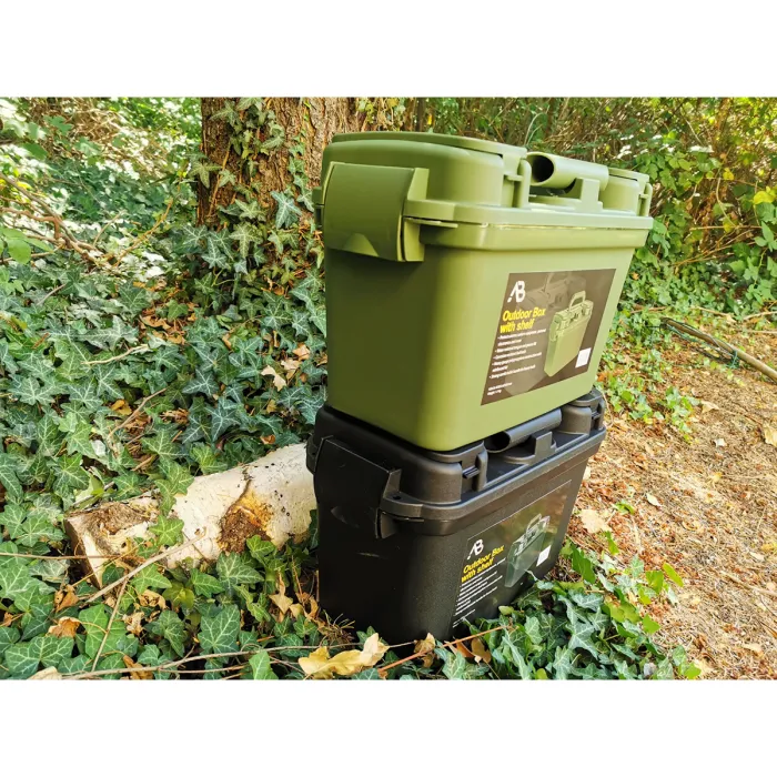 Scatola / Cassa munizioni m. fondo interno - 38 x 19 x 24cm, Oliva - resistente agli spruzzi + chiudibile, plastica resistente agli urti, immagine 3 di 6