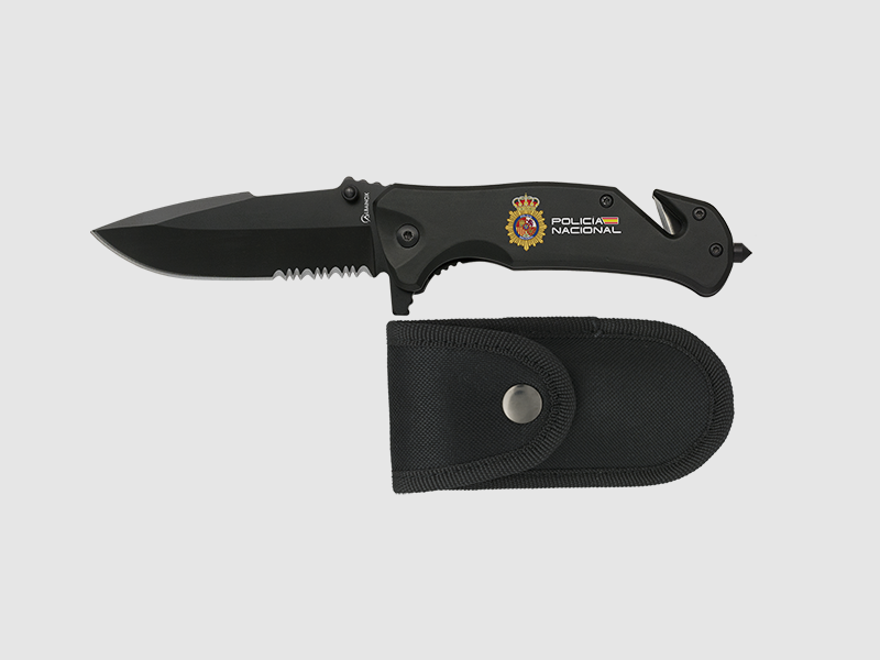 ALBAINOX Schwarzes Taschenmesser mit Säge, CNP-Logo
