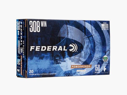 .308 Win. Federal Power Shok Cuivre HP 9,7g/150grs. Munitions Federal