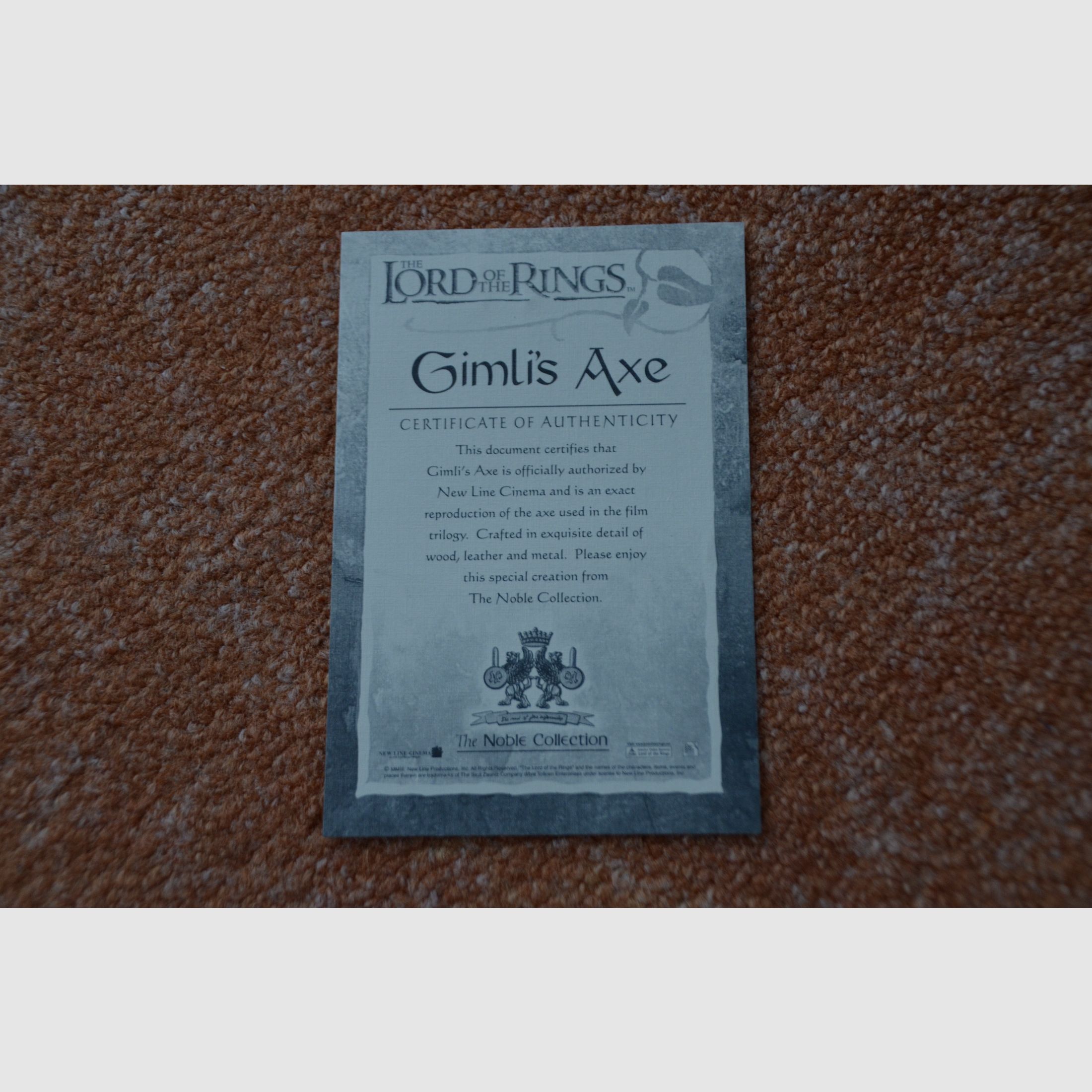 Der Herr der Ringe, Axt von Gimli, The Noble Collection