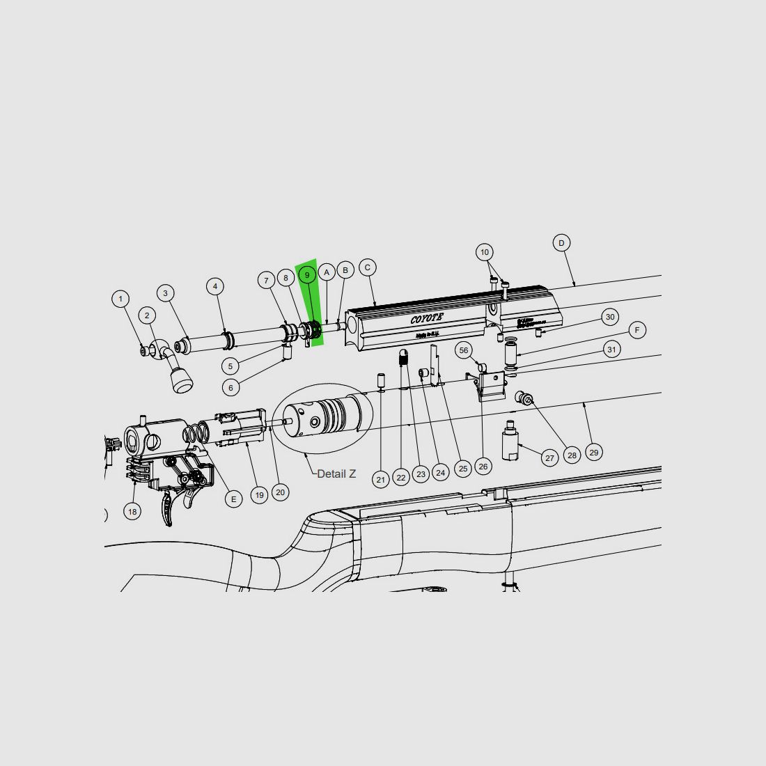 FĂĽllstĂĽck fĂĽr Ladedorn fĂĽr Pressluftgewehr Gamo Coyote, Ersatzteil