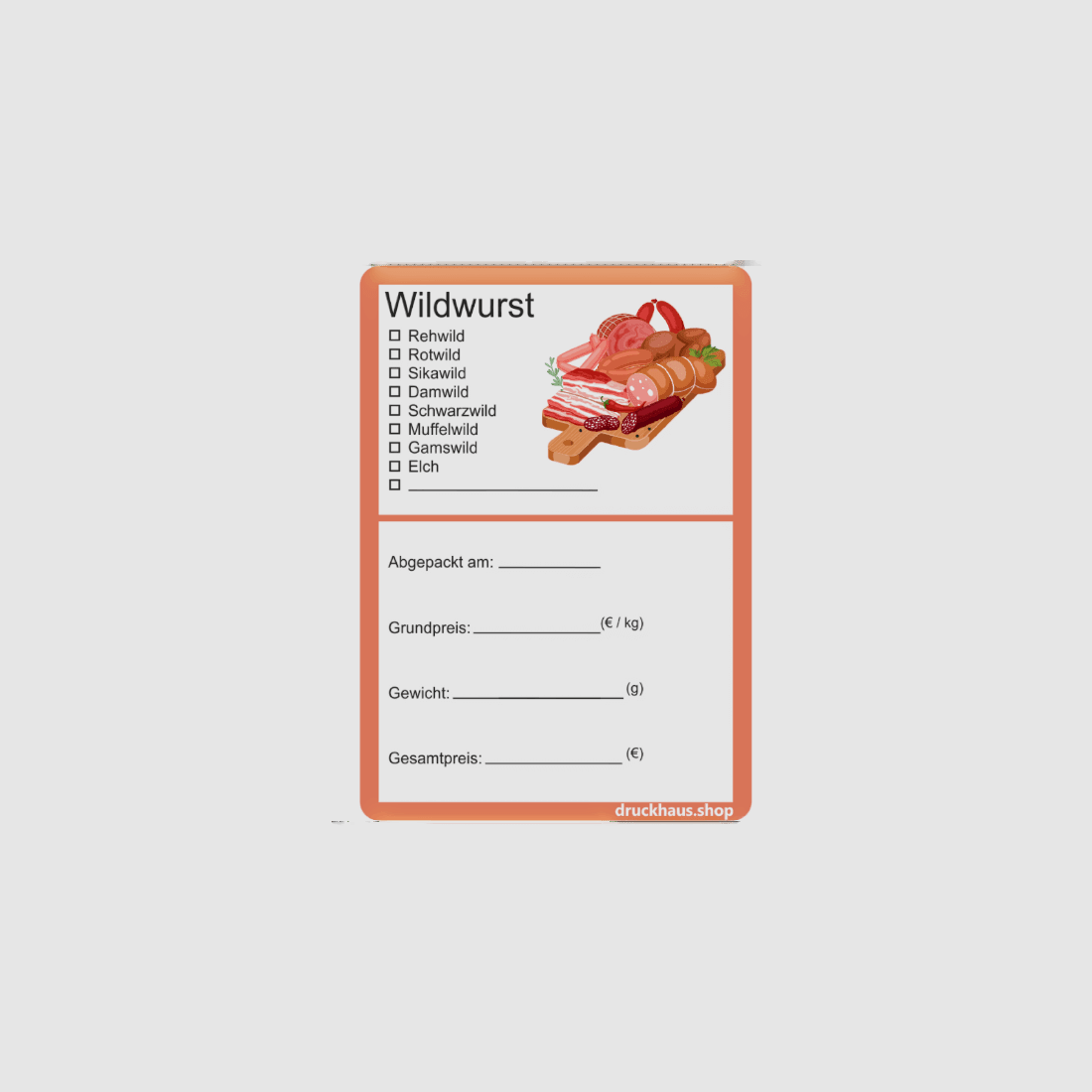 Wildetikett Wildwurst