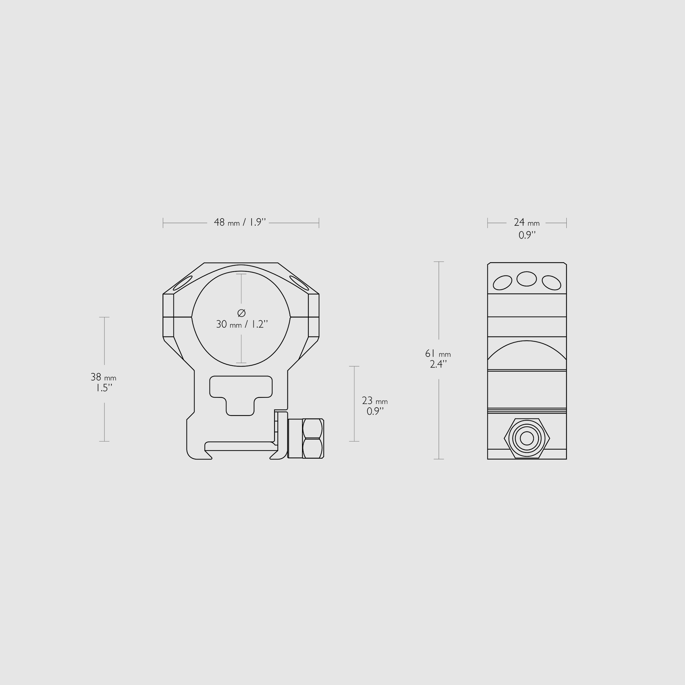 Hawke – Tactical Ring Mount Weaver 30mm / Extra High, afbeelding 2 van 2