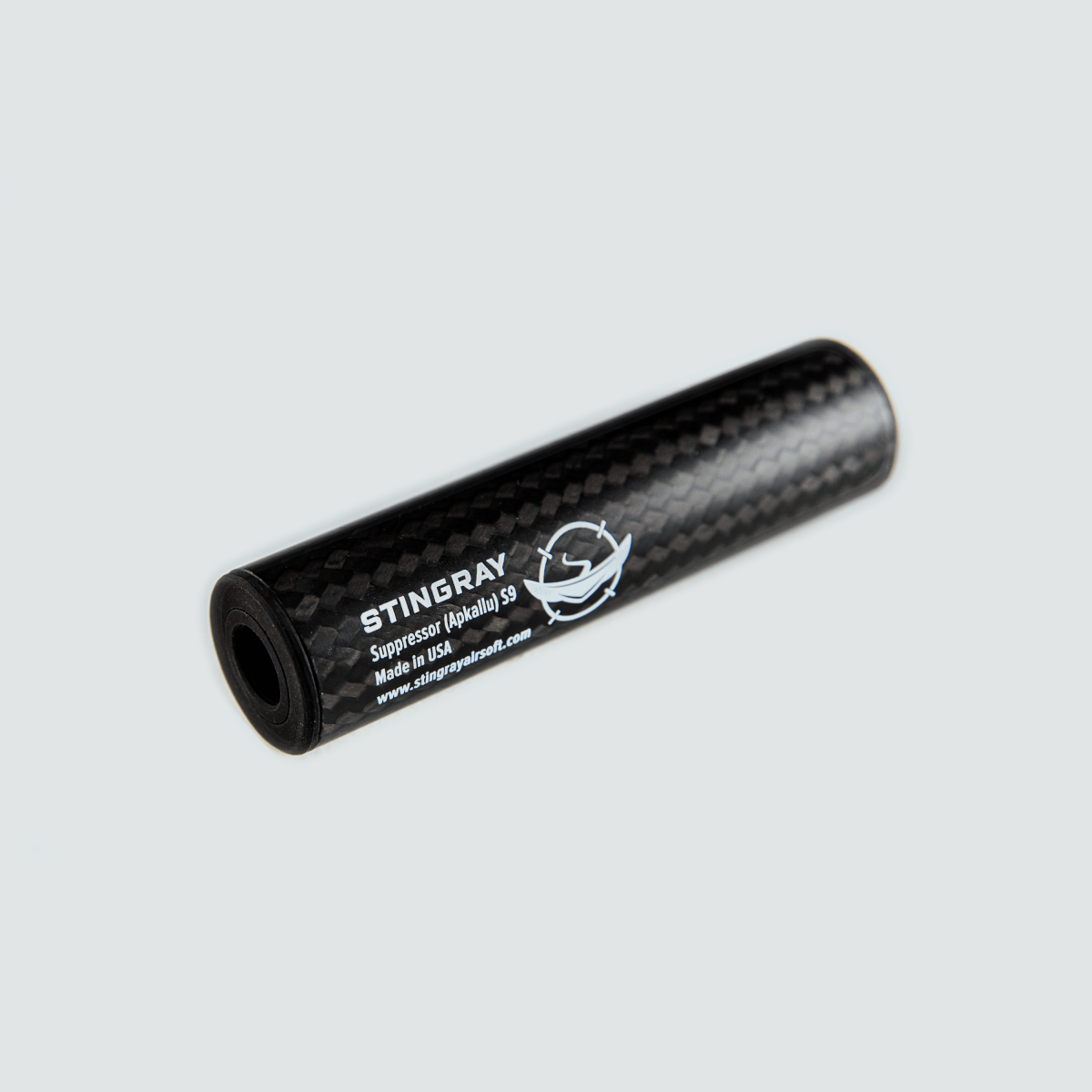 Stingray APKALLU S9 Silenciador de Airsoft de Fibra de Carbono con Reducción de Ruido | 14 mm CCW