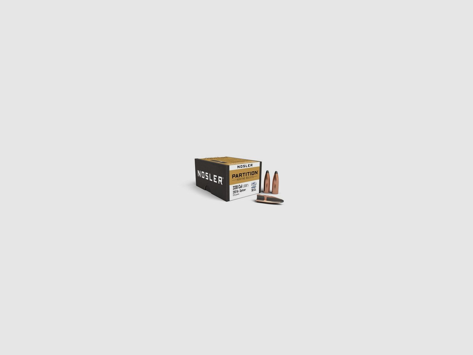 NOSLER BALAS 338" 210GR PARTITION SPITZER 50UD., imagen 2 de 2