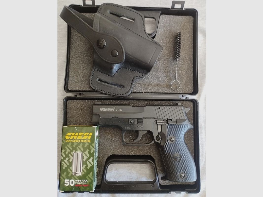 Hämmerli P26 9mm P.A.K. (PTB 775) + Gürtelholster + 50 Platzpatronen