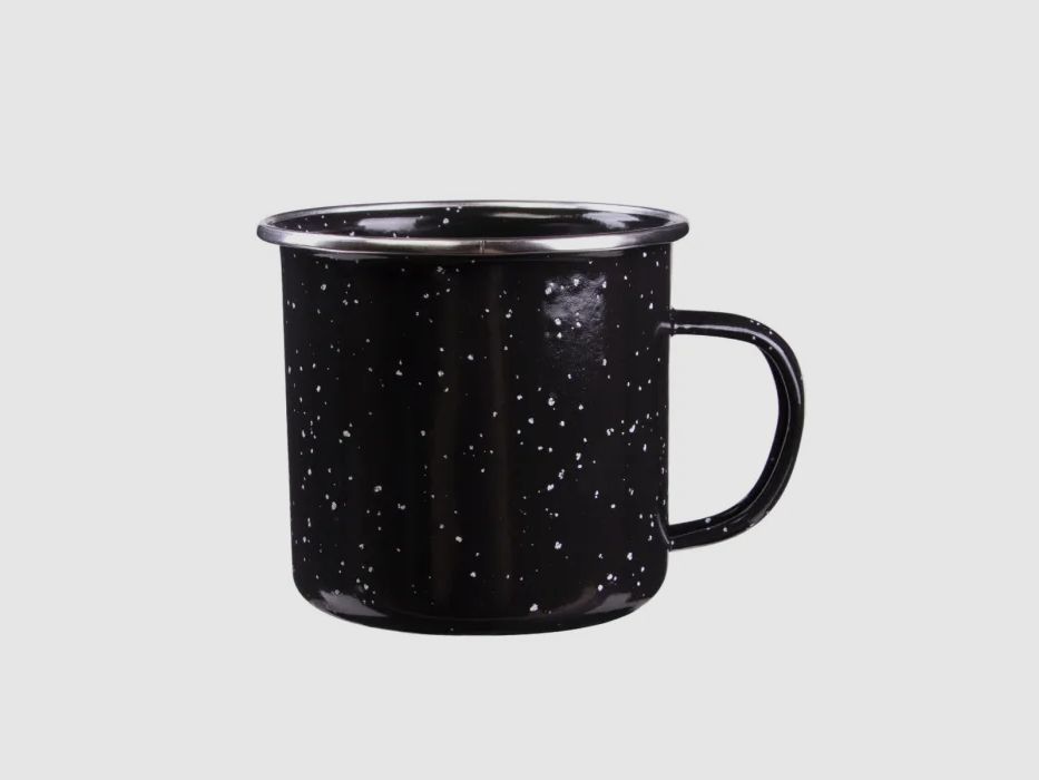 Klein emaille camping servies set 3-delig in zwart