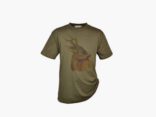T-Shirt Motiv Rehbock - bunt, Rundhals