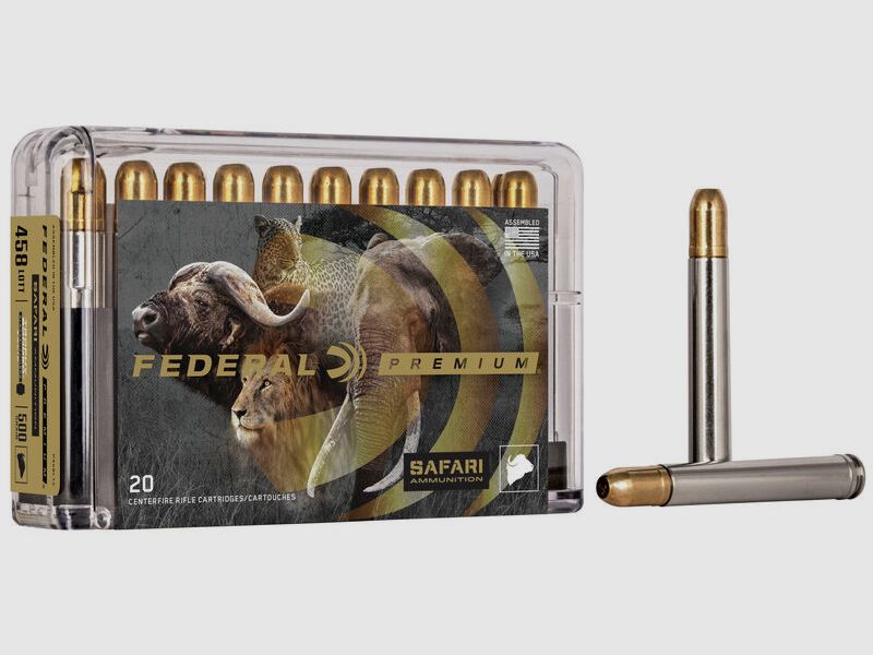 Federal Premium Safari Trophy Bonded Sledgehammer Solid .458 Lott 500GR bonded FN 20 cartridges