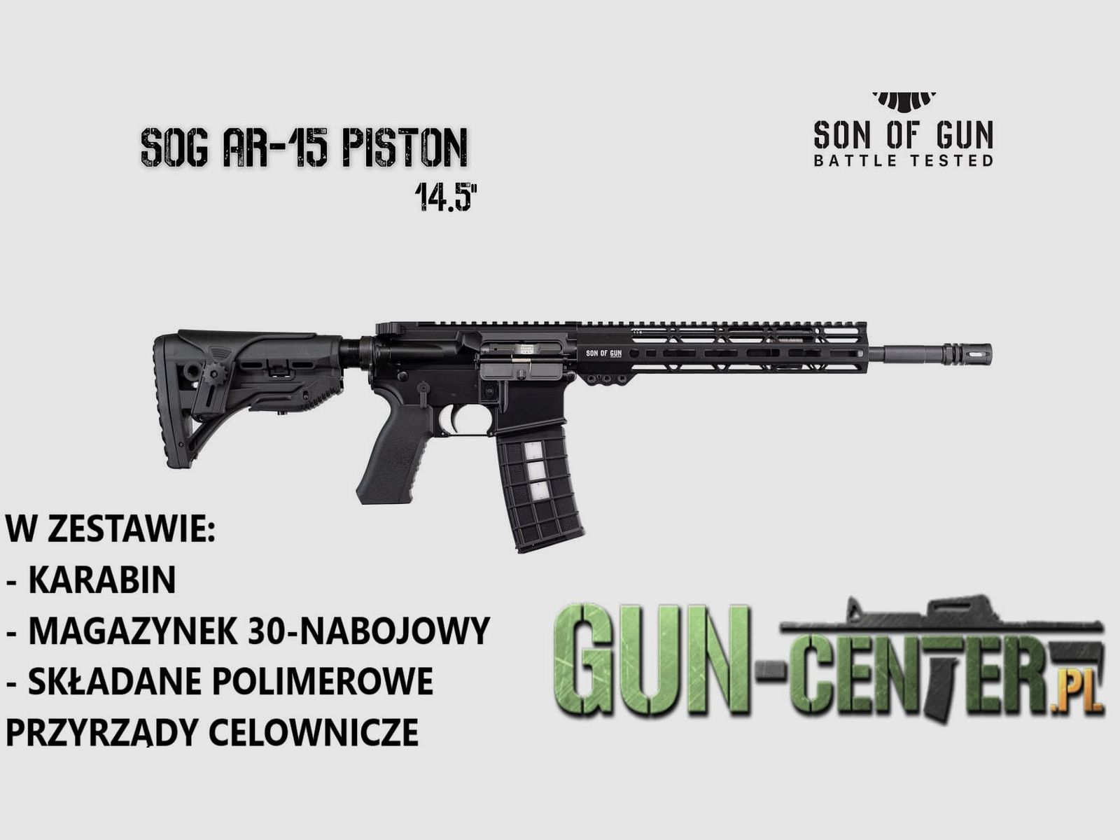SOG AR-15 zelfladend geweer met zuigersysteem, kal. 5,56x45mm / .223 Rem., 14,5"-loop (ADMAS ARMS-ZUIGERSYSTEEM)