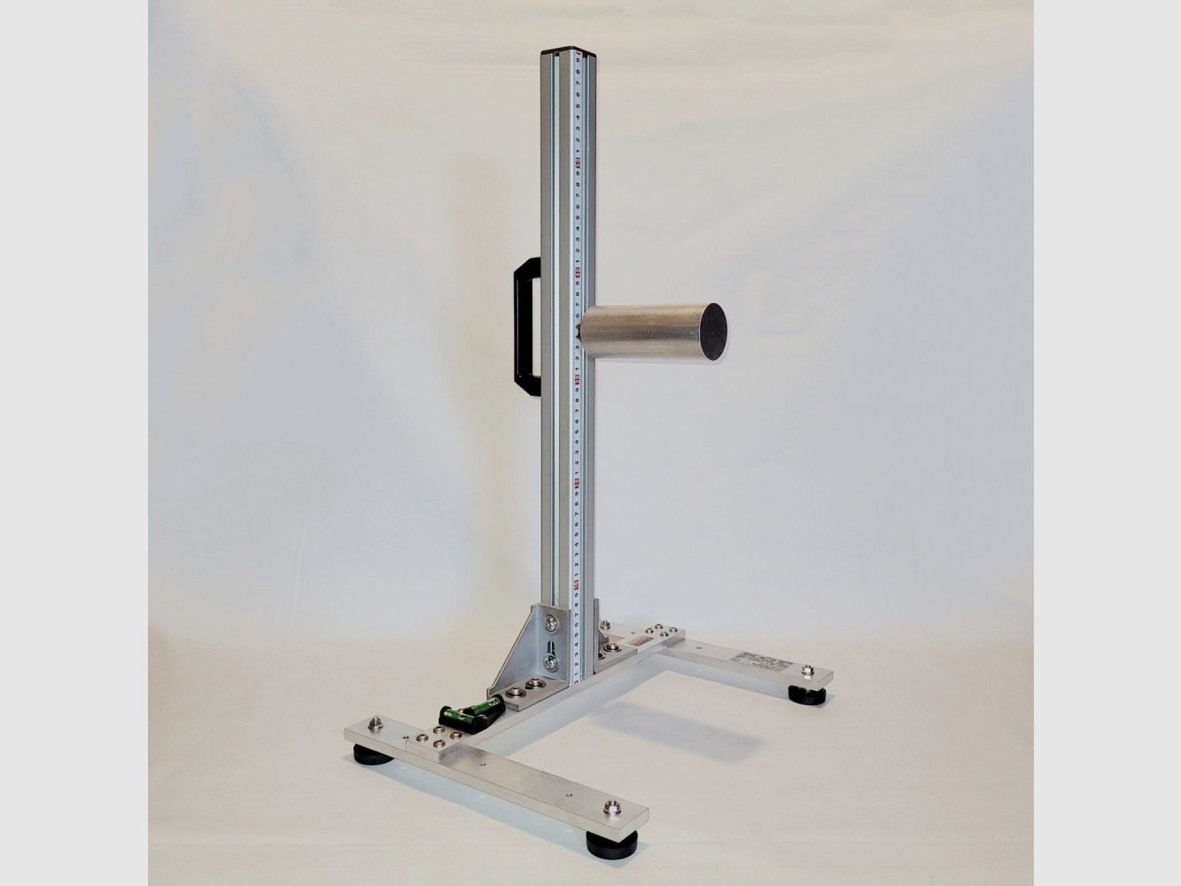 KGF Auflagestativ - Auflageständer Alu H-600-Pro mit Buchenholz-Auflage, Waage, Griff und Maßband
