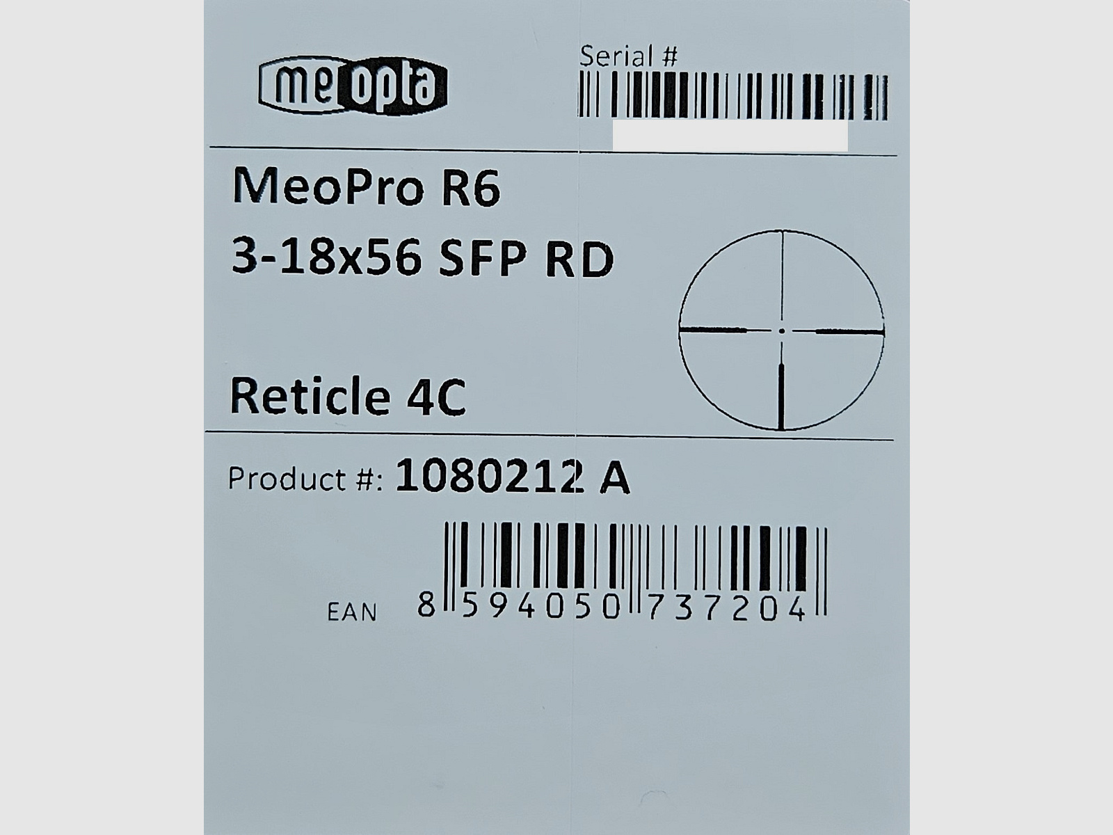 Telescopio Meopta MeoPro R6 3-18x56 RD SFP Reticolo 4C con punto luminoso - Nuovo dal commercio specializzato -