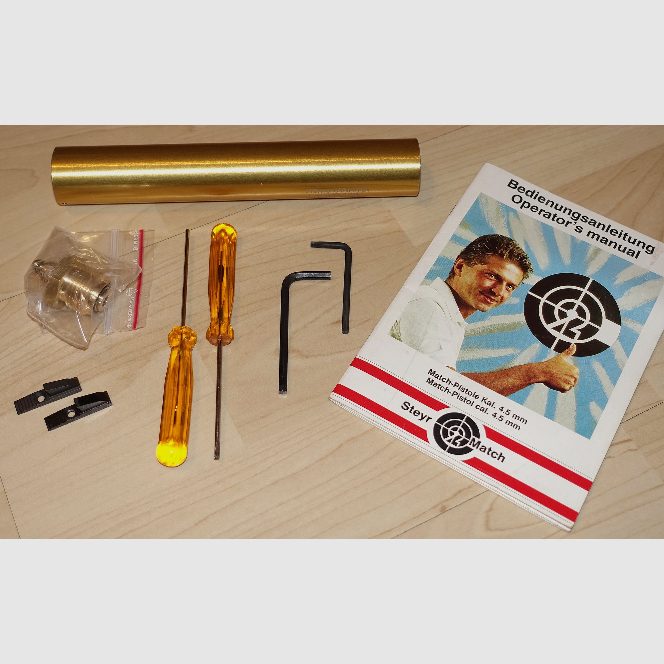 TOP Pressluft Matchpistole Steyr LP mit neuer Kartusche + Zubehör