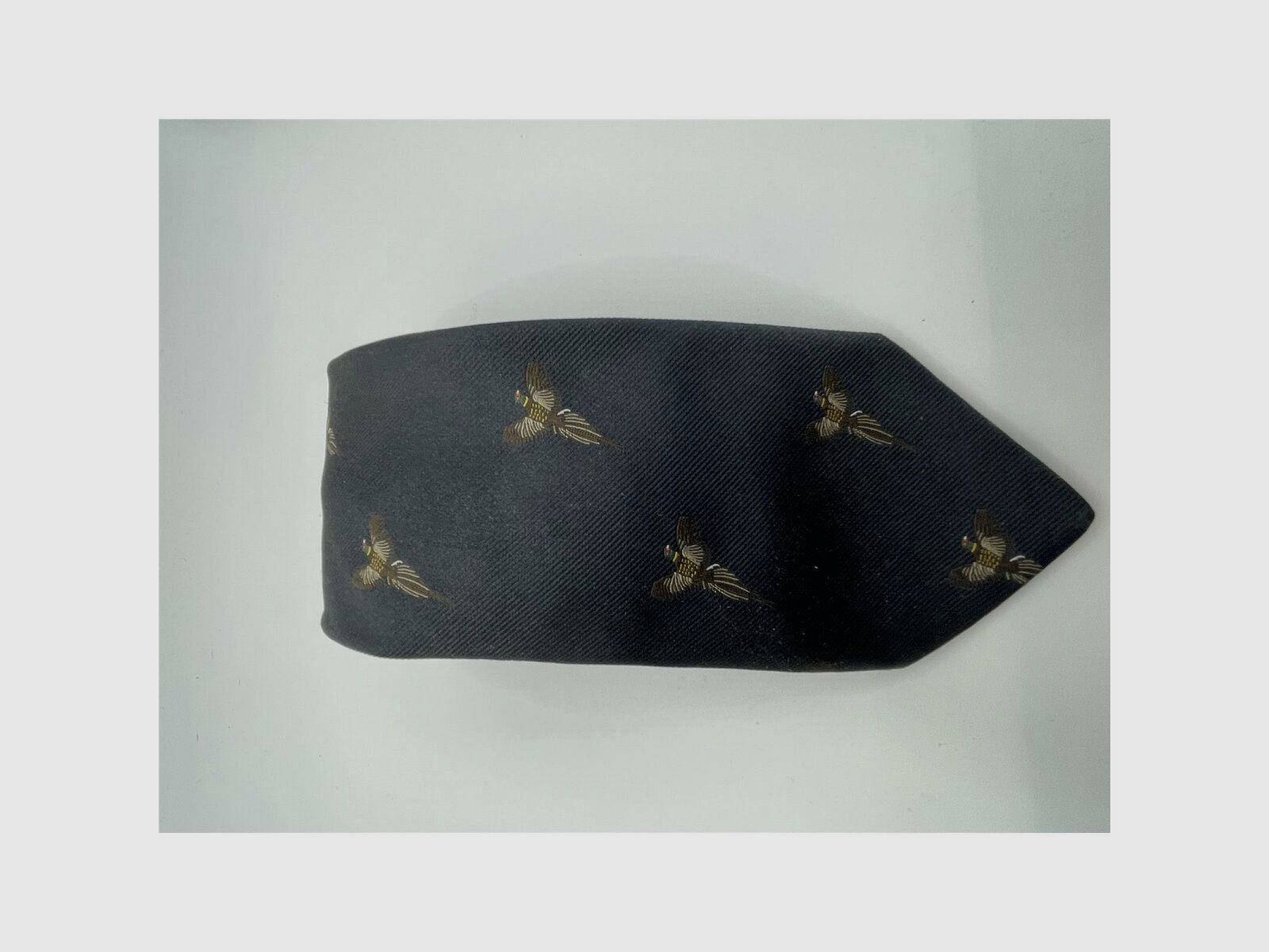 Robert Keyte cravatta 100% seta blu scuro motivo fagiano