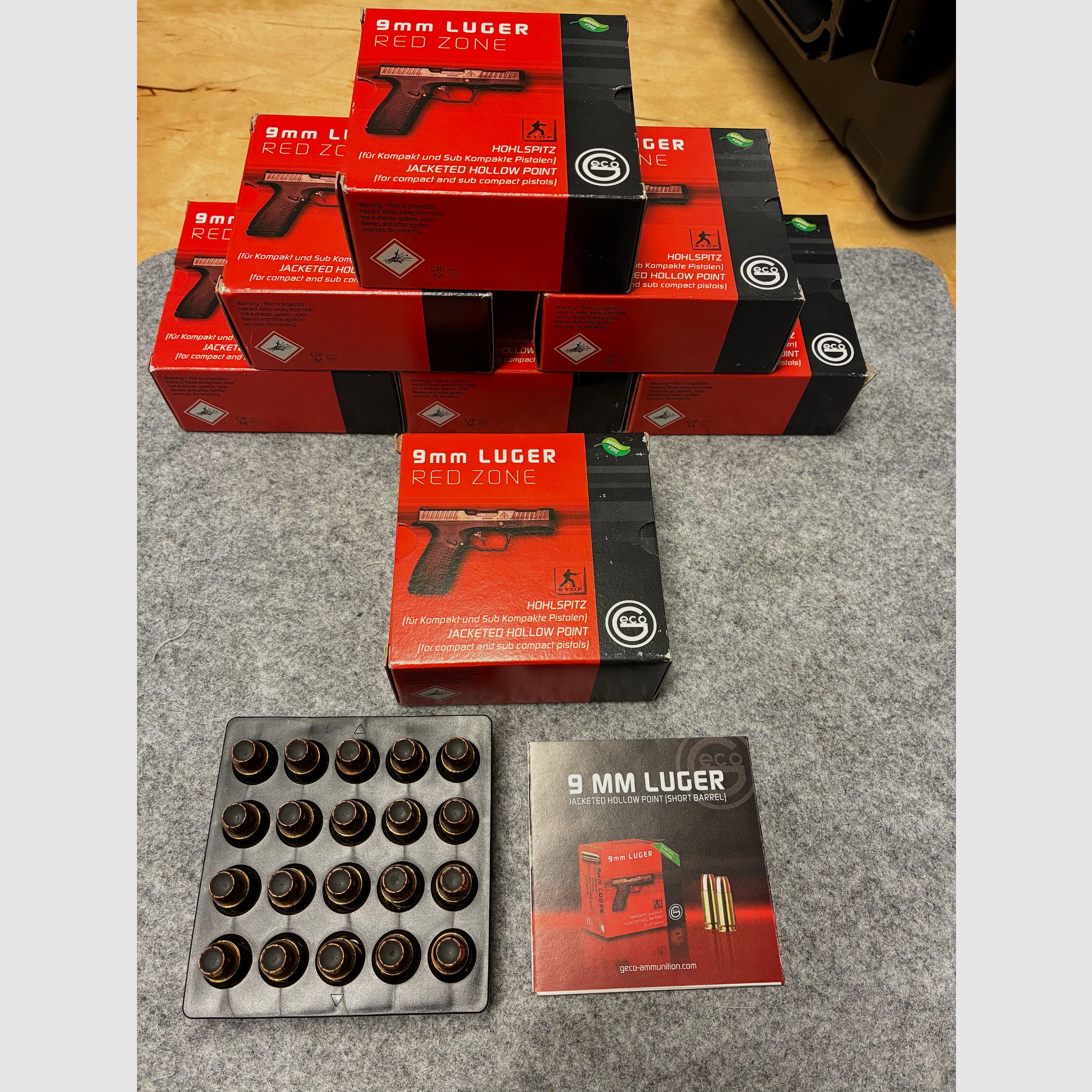 Geco 9mm Luger Red Zone 8,0 g Holhlspitz 124 gr jackated hollow point Fangschuss 124