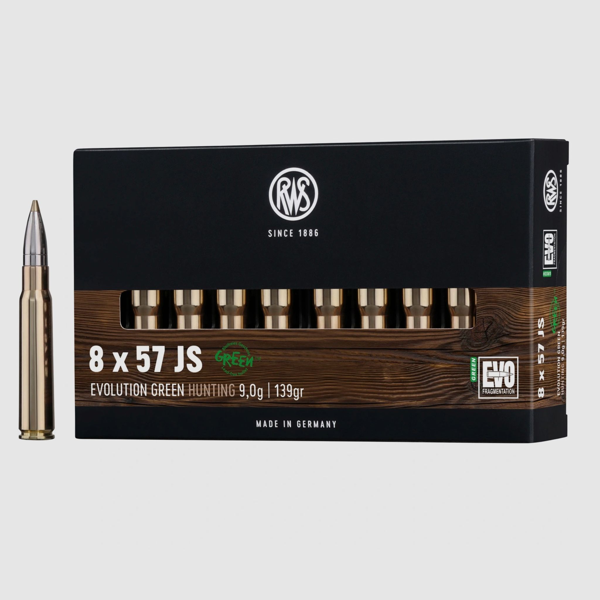 RWS 2318327 8x57 IS Evo Green 9.0g 139grs. Rifle ammunition Lead-free
