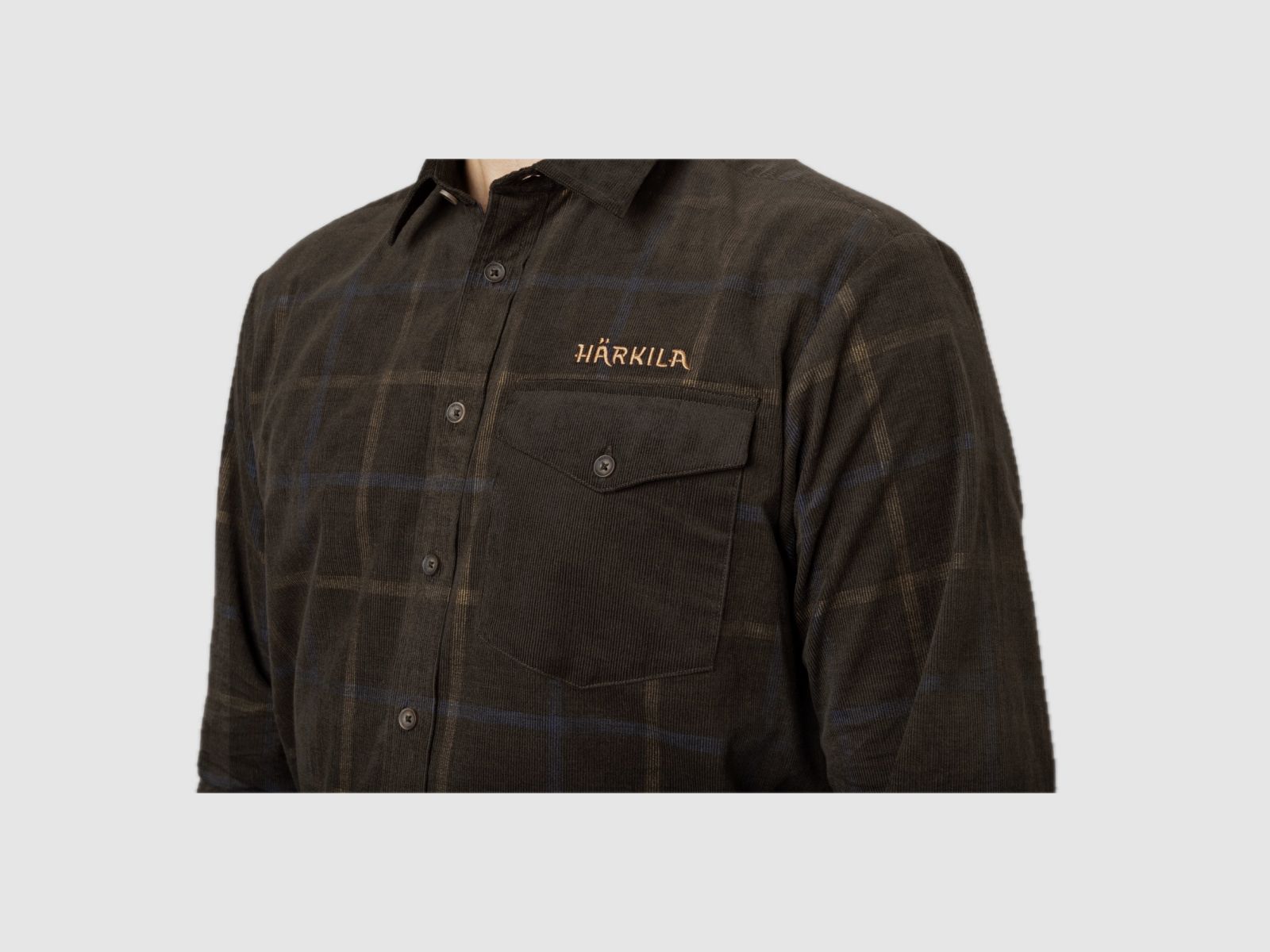 Chemise à carreaux en velours côtelé HÄRKILA Kaldfjord marron ombre