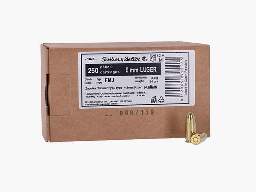 Sellier & Bellot 9mm Luger Vollmantel FMJ 124gr. - 250 St.