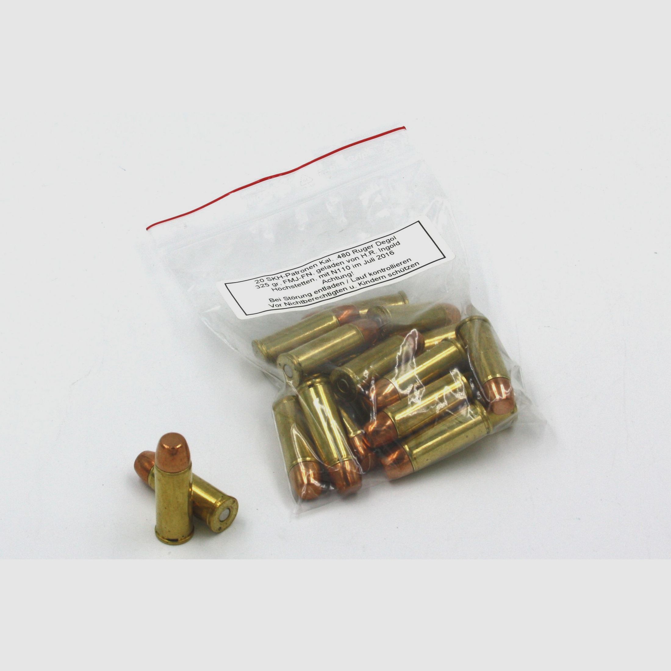 SKH, 480 Ruger, FMJ-FN, 325 gr., 20 Stk.