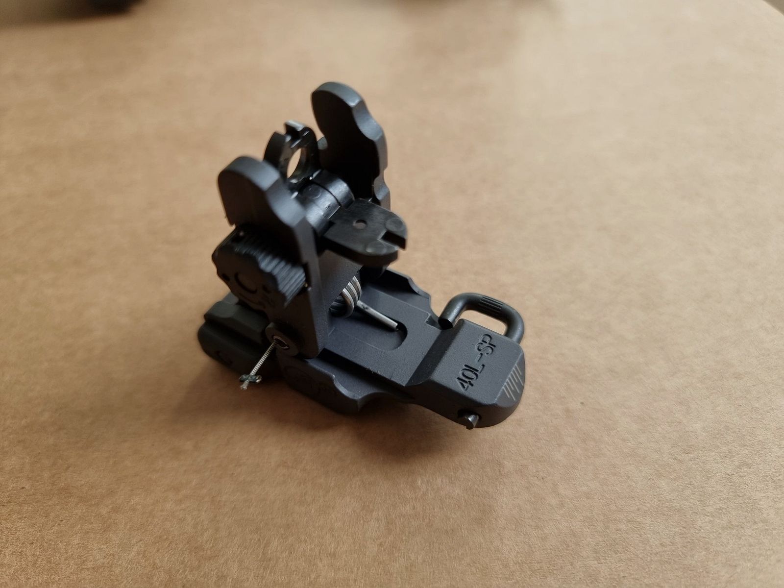 *RARA* A.R.M.S. - Sistema de riel #50-C con miras de gas plegables #41-BL y miras traseras #40-L - AR15 de los 2000